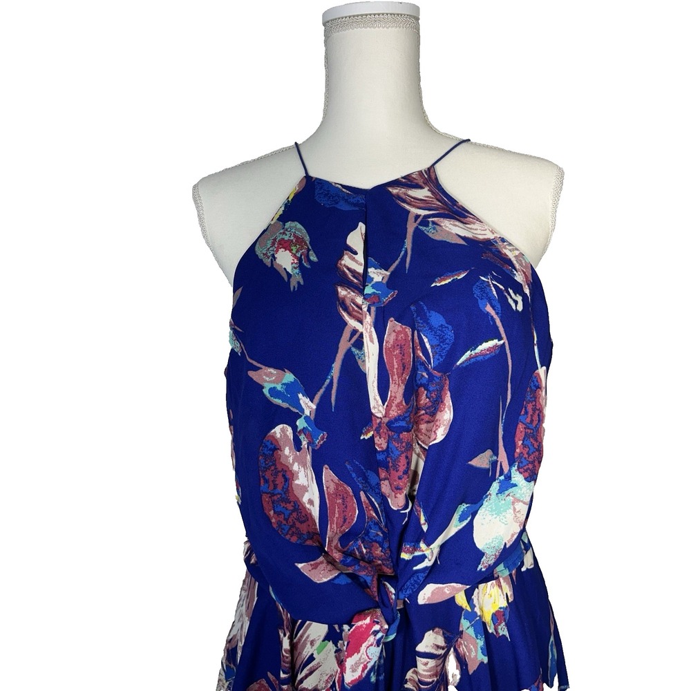 Vintage Preppy Coast Womens Royal Blue Ruched Waist Open Back Romper Short Sz M - Picture 2 of 9